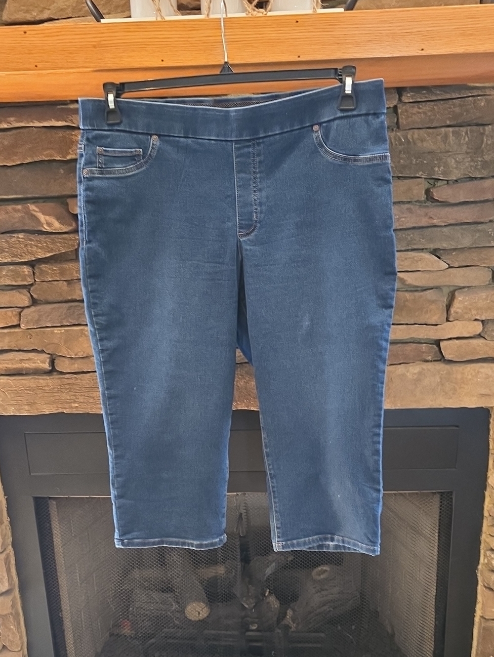 Kim Rogers Dark Blue Pull-On Cropped Jeans